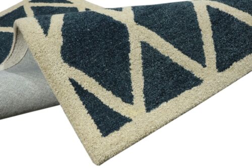 Gabbeh Teppich 100% Wolle 70X140 cm Handarbeit Hell Blau Beige Handgetuftet T998 - Bild 4 von 6