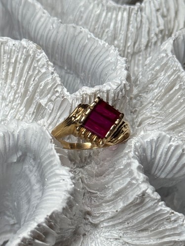 14K YELLOW GOLD RING RUBY SIZE 2.5 - Picture 9 of 15