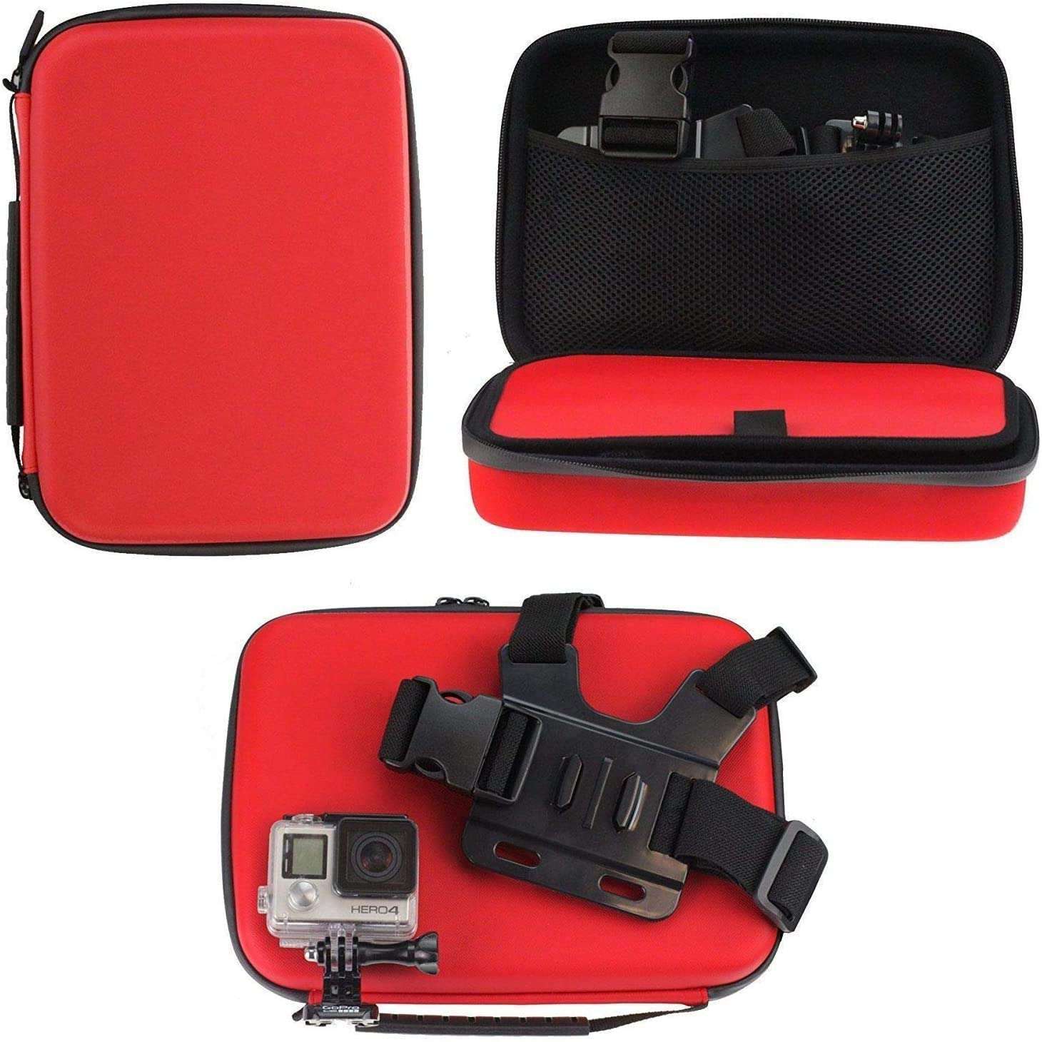 Navitech Red Action Camera Hard Case For The SJCAM SJ4000 WiFi Action Camera