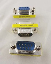 10x DB9 9 Pin Male To Female M/F Mini Gender Changer Convertor Adapter Connector