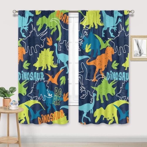 Cinbloo Boys Dinosaur Curtains Rod Pocket Colorful Cartoon Dino for Kids Funny - Picture 2 of 5