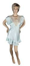 Vintage Lily Of France Seafoam Green Satin Lace Babydoll Negligee Nightgown S