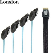 PCIE Slimline SAS 4.0 38P SFF-8654 4i to 4 SATA Adapter Cable