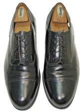 Sz 11 HANOVER Men's Black Leather Dress Shoes, Cap Toe Balmoral Oxford VINTAGE!