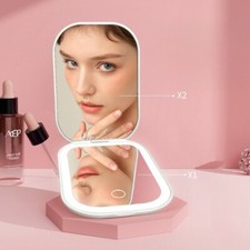 LED folding mirror magnifying travel makeup shaving beauty mirror bathroom