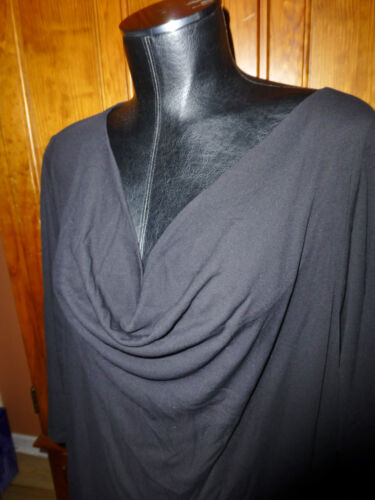 New Tag ~ EILEEN FISHER ~ $318 Black Silk Jersey Plus Size 2X Drape Neck DRESS - Picture 3 of 7