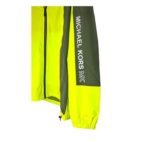 Michael Kors Mens Lime Green Full Zip Hooded Pockets Windbreaker Jacket Sz M NWT - Picture 9 of 11