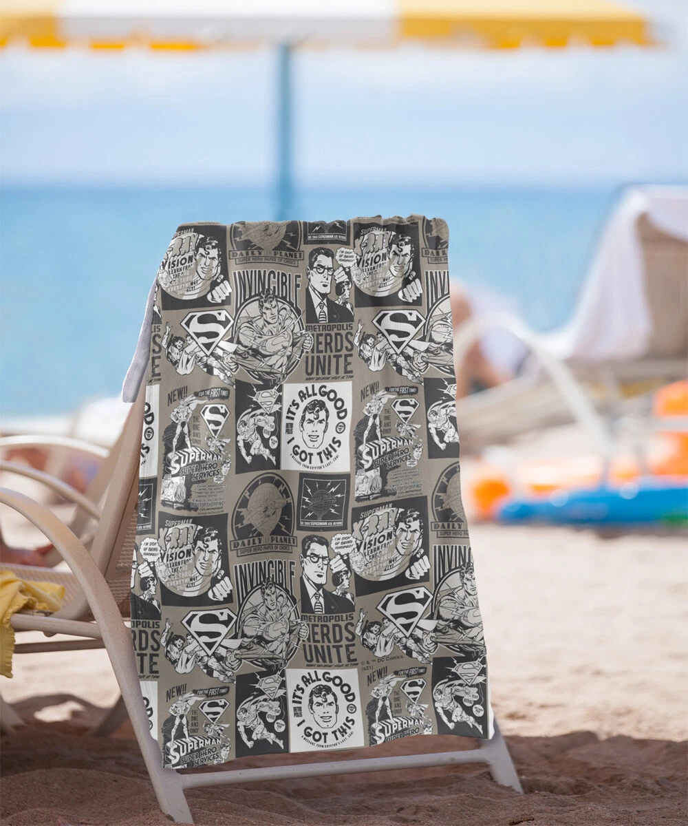 Superman Grey Superman Pattern Officially Licensed Beach Towel 30"x60"