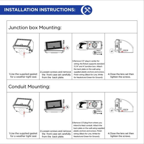 LED Full Cutoff Wall Pack, 35W(420W Eqv.) 4,200LM 5000K with Dusk to Dawn Pho... - Picture 8 of 9