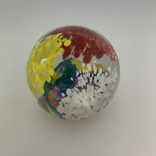 VINTAGE Handmade Paperweight Crystal Ball Flower Burst Glass Orb Globe Gift KG