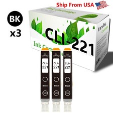  3-Pack,Black CLI221 Ink Cartridge CLI 221 for PIXMA MP620 Printer