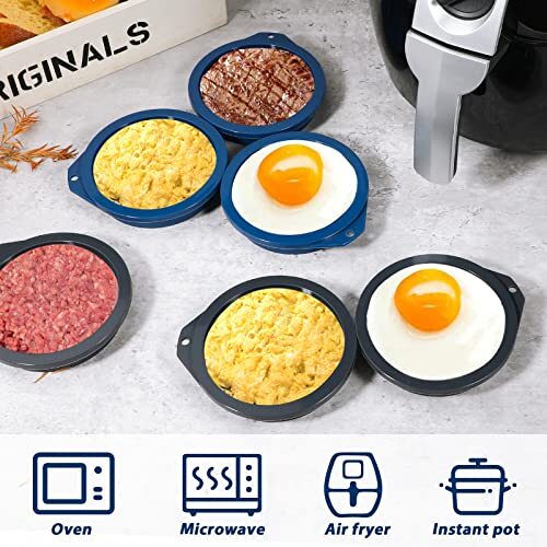 Air Fryer Egg Mold 6PCS Round Silicone Molds for Baking Muffin Top Pan 4 inch - Picture 6 of 8