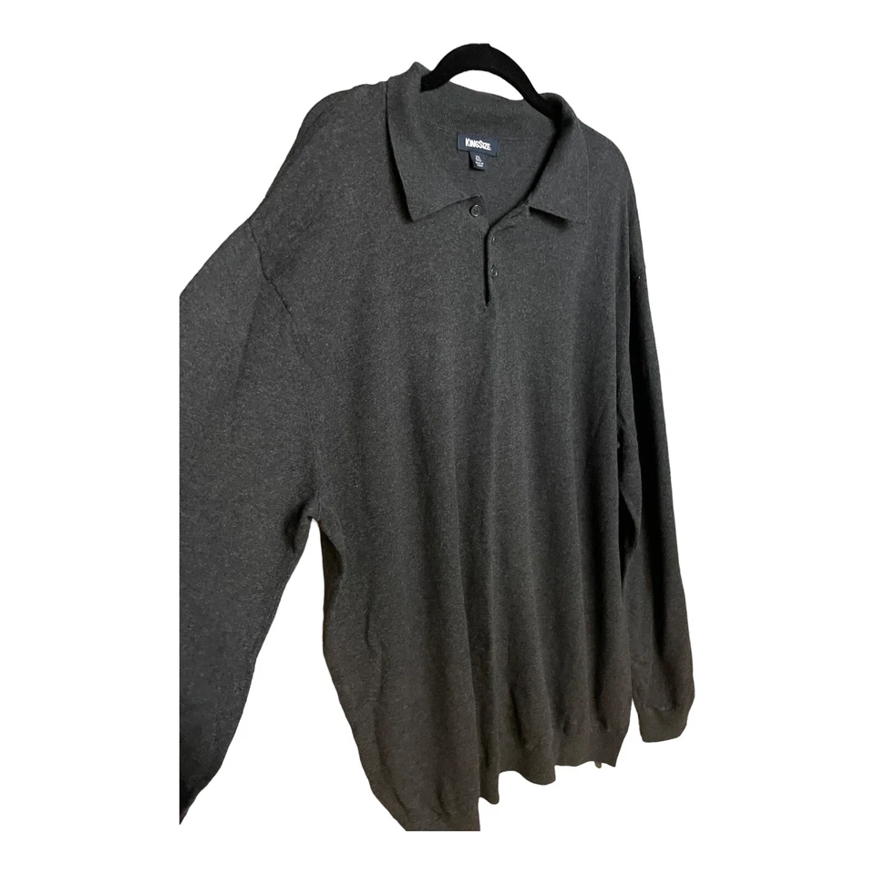 Kingsize Gray Cotton Wool Blend Long Sleeve Dress Shirt Size 2XL Tall - Image 3 of 4