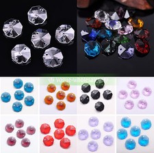 10pcs 14mm Octagon 2 Hole Prism Faceted Crystal Glass Loose Connector Beads lot
