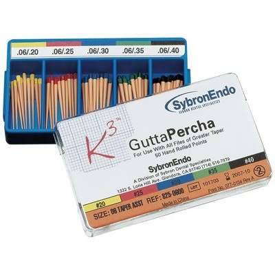 Kerr Endodontics K3 Gutta Percha #30, .06 Taper Points, 825-0630 50/Pk