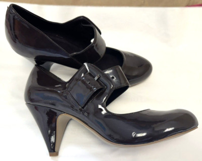 NEW! Carvela UK7 Eu40 US9 dark brown patent Mary Jane court shoes