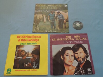 3 x 7'' Single Kris Kristofferson & Rita Coolidge 70s Germany | Mint-