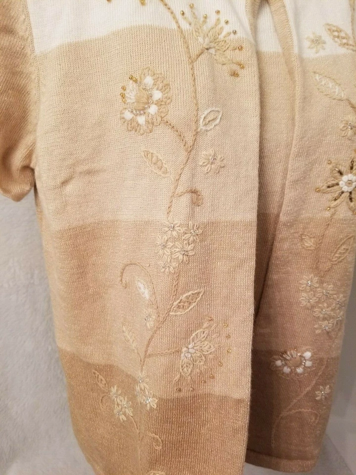 Camisa Suéter Top Alfred Dunner Mujer Talla PXL X Grande Pequeña Marrón Blanco Floral Foto 4 de 4