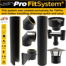 5 inch Black Twin Wall Flue Kits For Stoves 25 Year Warranty Matt Black Pipe