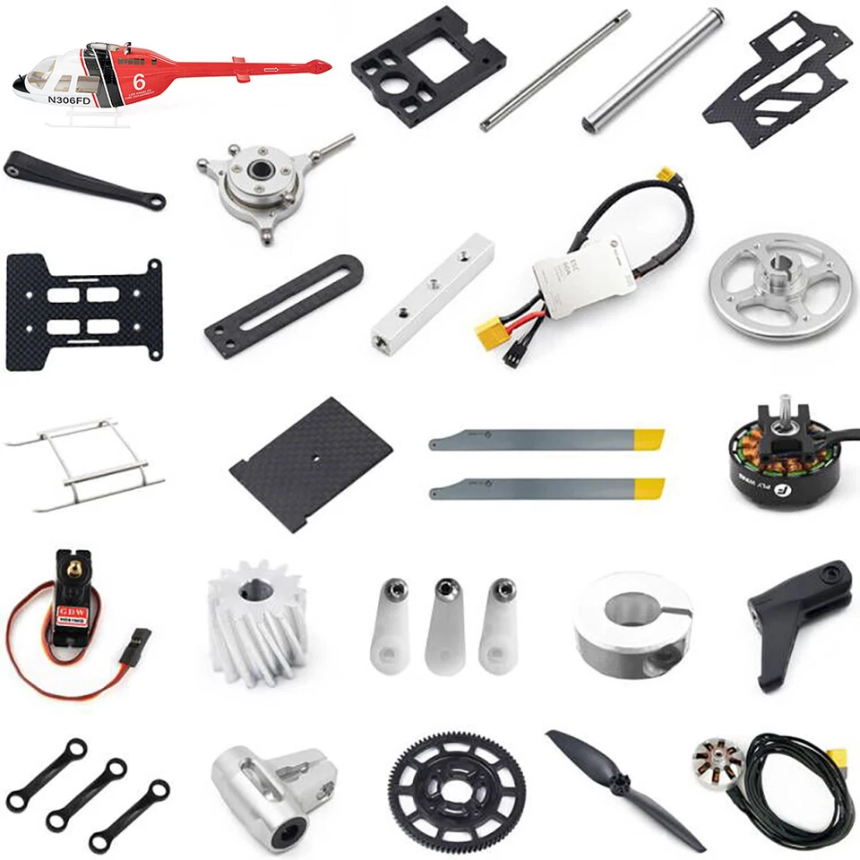 Fly Wing Bell-206 RC Helicopter Original Parts Tail Main Blade Motor Servo ESC - Image 3 of 4
