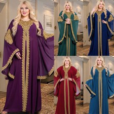 One Size African Muslim Abaya Women Kaftan Maxi Dress Dashiki Evening Party Gown