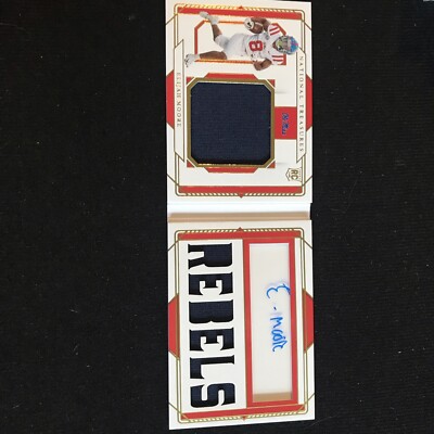 2021 National Treasures Elijah Moore GU Rookie Jersey Auto Booklet RC #029/119