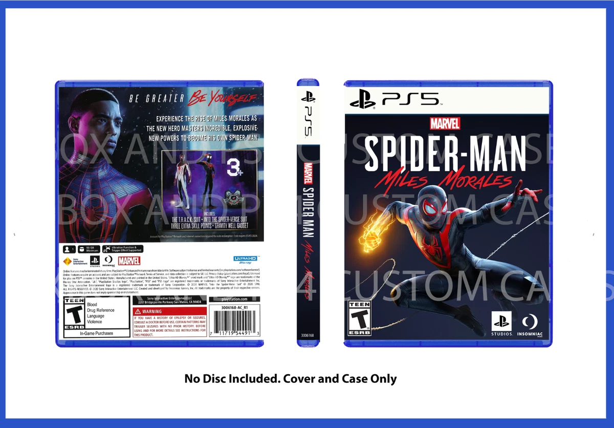 CUSTOM REPLACEMENT CASE NO DISC Spider-Man Miles Morales PS4 PS5 SEE  DESCRIPTION