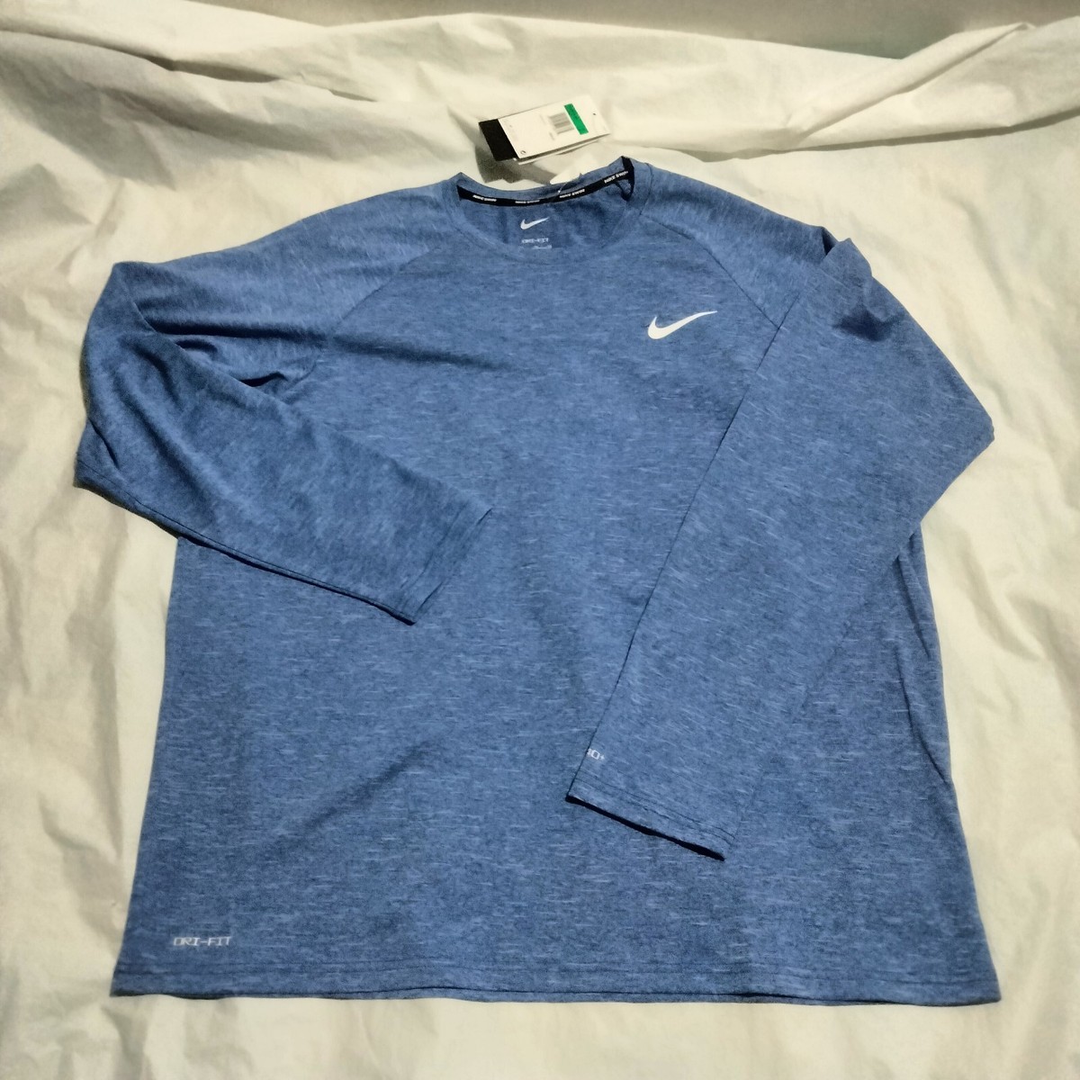 Nike Swim Long Sleeve Hydroguard Rashguard Surfing UPF 40 NESSA590-494 Blue  XL