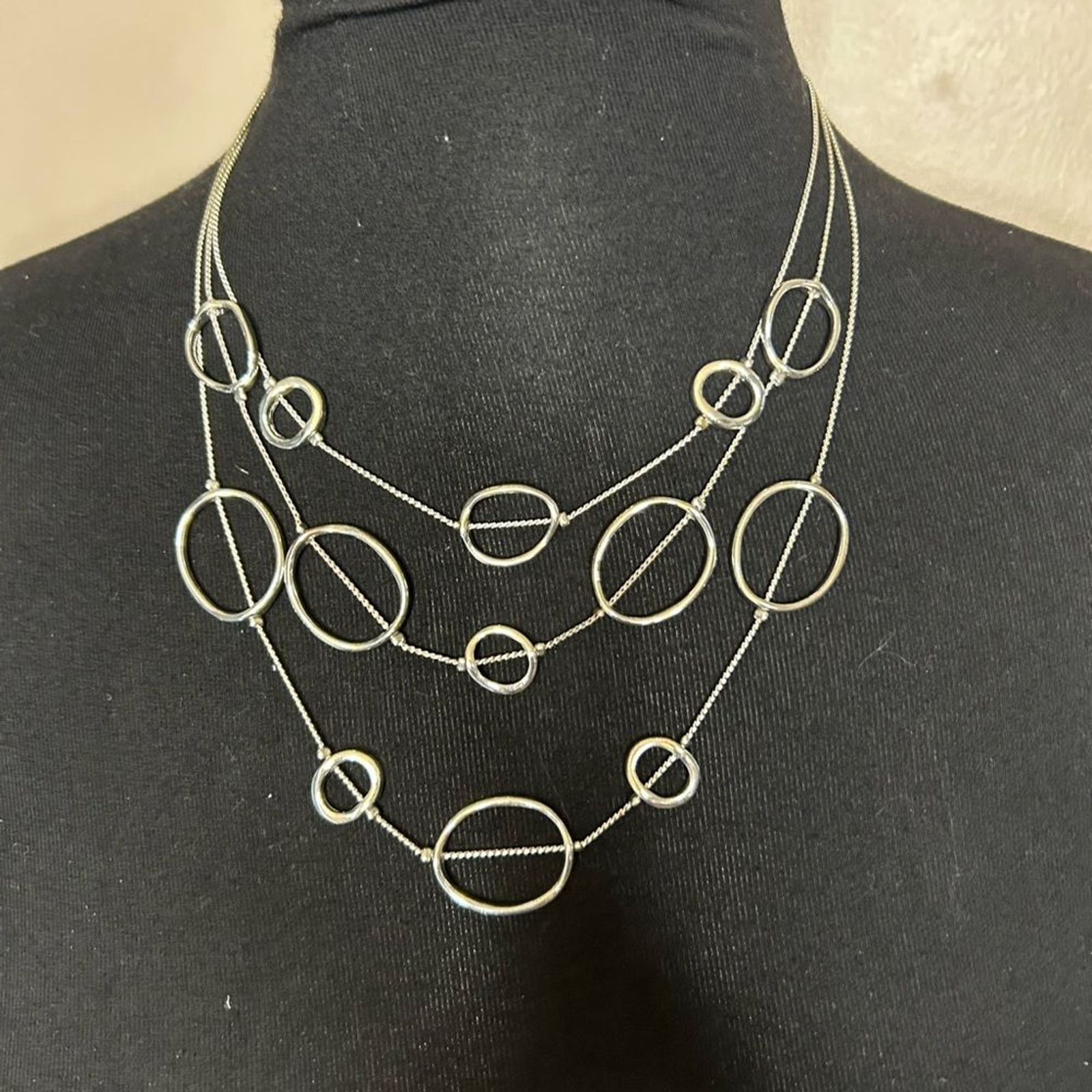 CHICO'S  Multi layer silver statement Necklace sp… - image 2