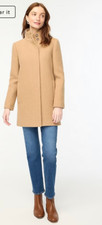 J.crew Womens $298 Petite Button Neck City Coat Hthr Acorn Size P4 Bu264