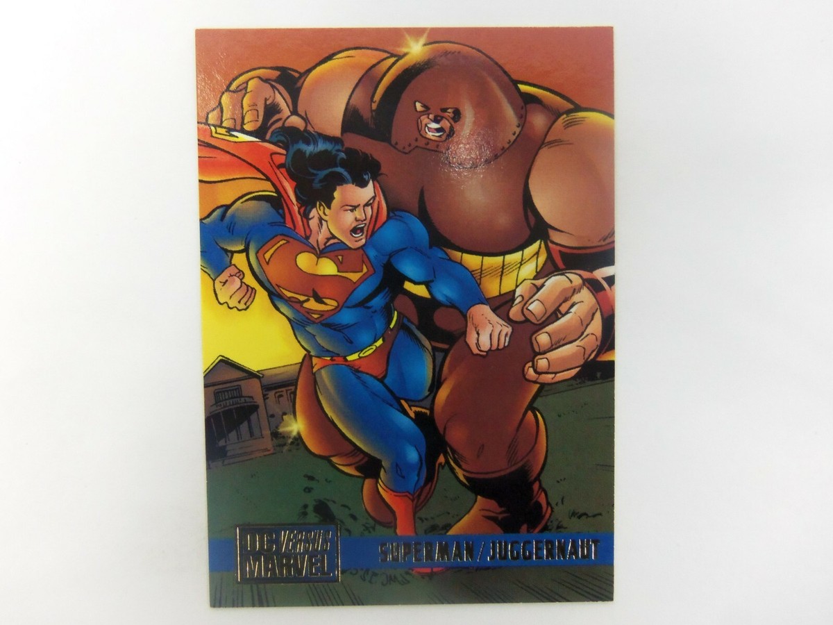 1995 Marvel Versus DC Comic Trading Card Superman vs Juggernaut