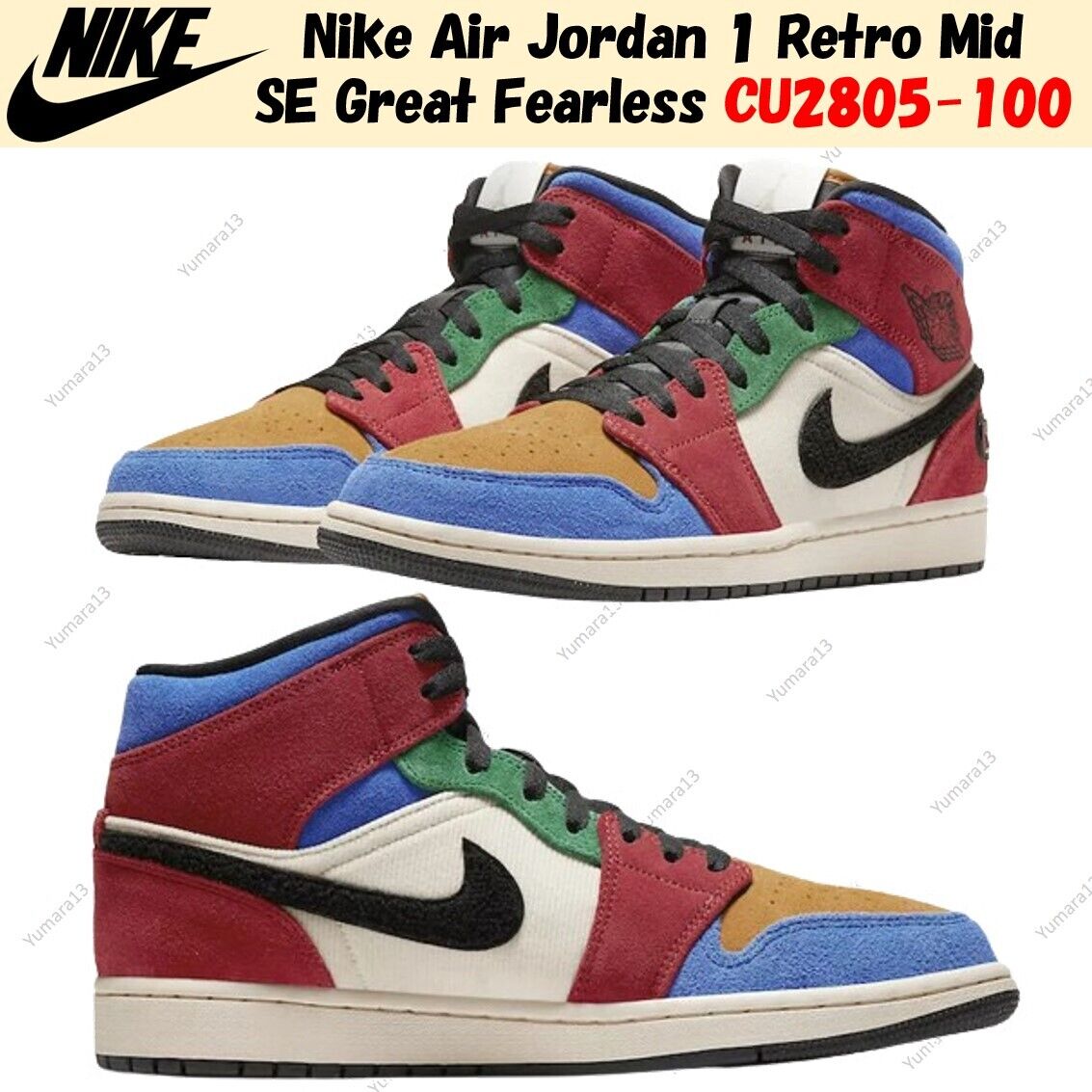 Nike Air Jordan 1 Retro Mid SE Great Fearless CU2805-100 Nike Air Jordan 1 Retro Mid SE Great Fearless CU2805-100