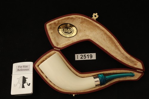 IMP Meerschaum Pipe - Horn - Hand Carved with fitted case i2519 - Picture 5 of 11