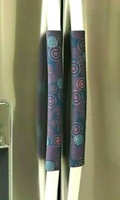 Refrigerator Oven Door Padded Appliace Handle Covers Circular Navy Blue Set of 2