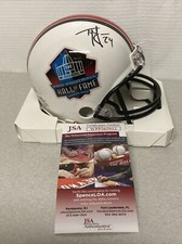 TY LAW Signed Auto HOF Mini Helmet COA JSA Jets New England Patriots NFL