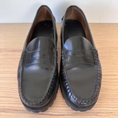 Women's Size 10.5 Sebago Black Dan Lug Sole Leather Penny Loafer $250 - Picture 4 of 13