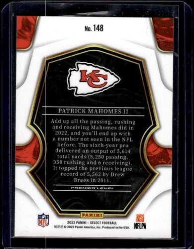 2022 Panini Select #148 Patrick Mahomes II - Picture 2 of 2