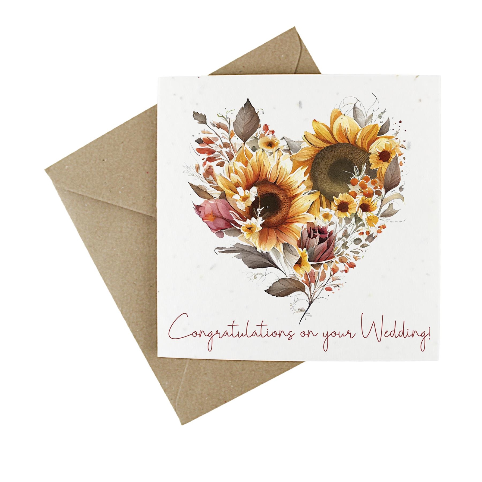 Wildflower Plantable Eco-friendly Wedding Card - Floral Heart Congratulations