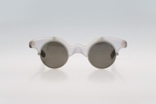 Sun Boy SB 04, Vintage 90s gray  clear browline steampunk circle bat sunglasses