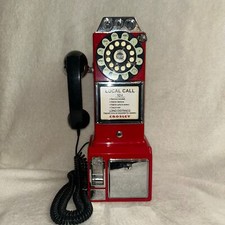 Crosley Red 1957 Retro Pay Phone Replica With Coin Bank