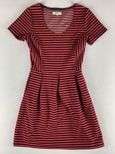 MADEWELL BLUE RED STRIPED DRESS A-LINE WOMENS SIZE 2 SHORT SLEEVE