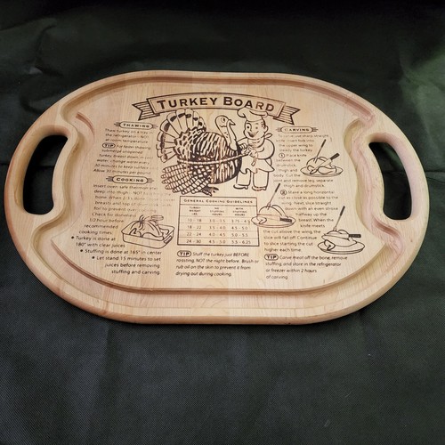 Wooden Large Turkey Carving Board With Cooking Thawing Instructions Thanksgiving - Picture 2 of 8