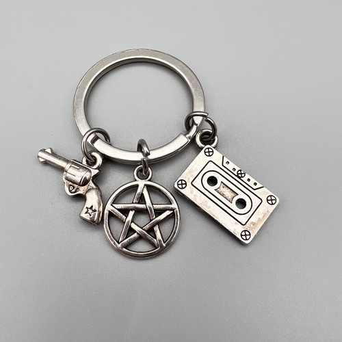 Supernatural Keychain With Colt, Cassette Tape, And Anti- Possession Charms