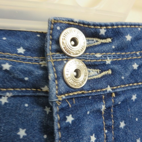 Neu ohne Etikett Stitch Star Damen Stretch Denim mit Mini Sternen Punkten Größe 8 gesäumt mittlere Leibhöhe - Bild 3 von 12