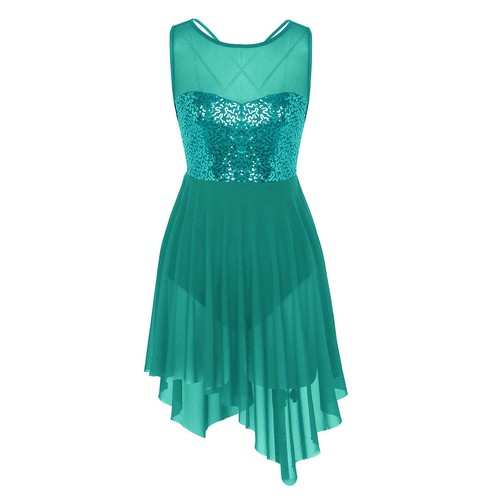 Women Sleeveless Lyrical Dance Dress Leotard Sequins Criss Cross Ballet Dresses - Picture 46 of 80