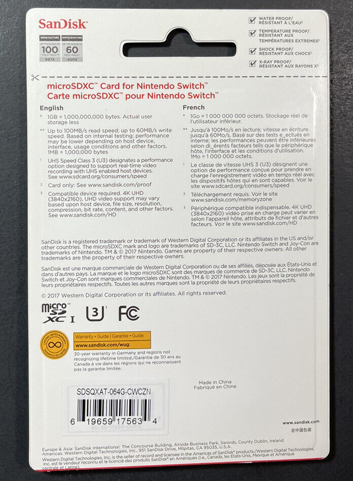 Official Sandisk microSDXC Card 64GB for Nintendo Switch Official Sandisk microSDXC Card 64GB for Nintendo Switch
