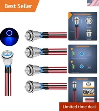 Five 19mm Stainless Steel Latching Push Button Switches with Waterproof Design