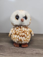 Ty Beanie Boo Swoops the Owl 10" Sparkly Large Gold Eyes Brown White