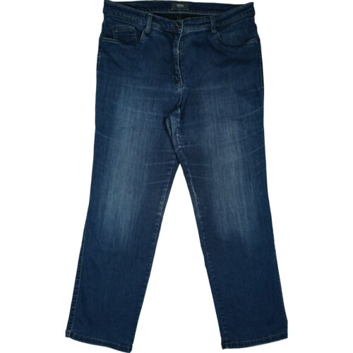 Brax 42 L28 Jeans Hose d. blau Damen super stretch Straight Leg high Rise W32 XL