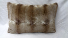 PELZ KISSEN  FELL KISSEN  BISAMWAMMEN FELL DOPPELSEITIG 40x60 cm (UPCYCLING) NEU